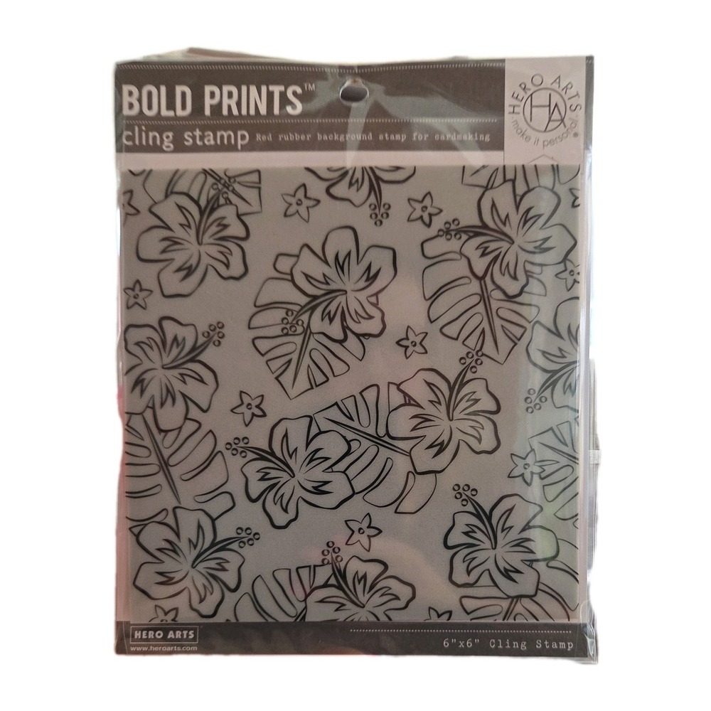 Hero Arts Hibiscus Flowers 6x6 Background Cling Rubber Stamp Bold Prints